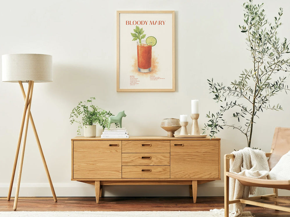 Bloody Mary Cocktail Poster – Akvarellstil