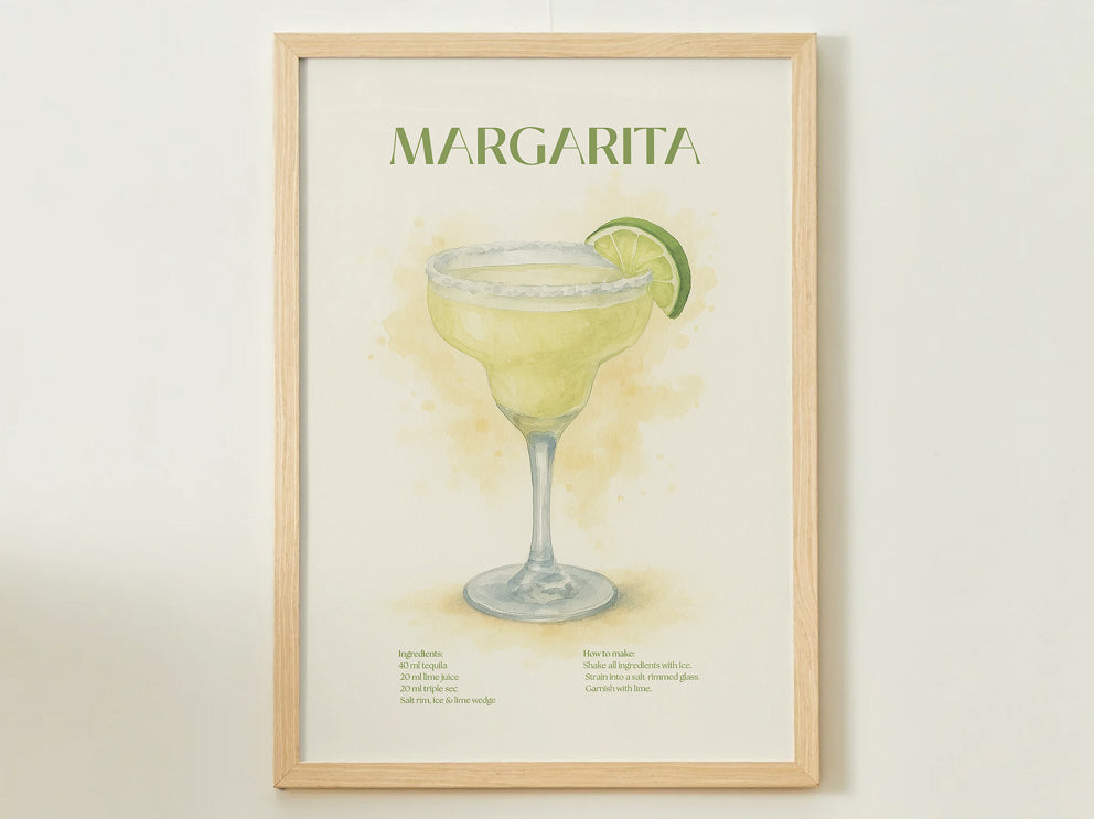 Margarita Cocktail Poster – Akvarellstil