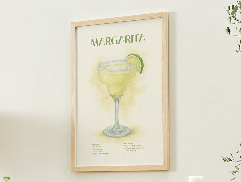 Margarita Cocktail Poster – Akvarellstil