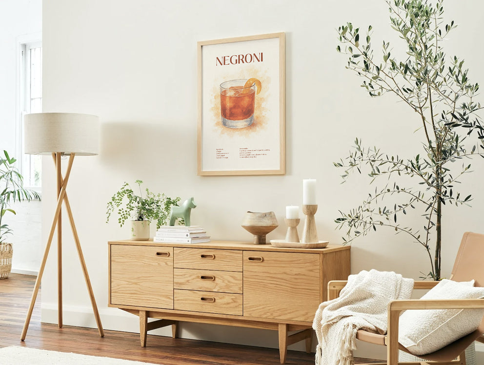 Negroni Cocktail Poster – Akvarellstil