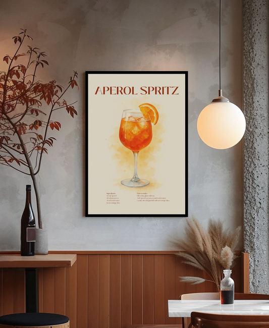 Aperol Spritz Cocktail Poster – Akvarellstil