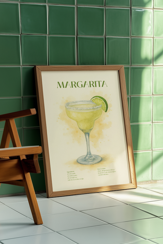 Margarita Cocktail Poster – Akvarellstil