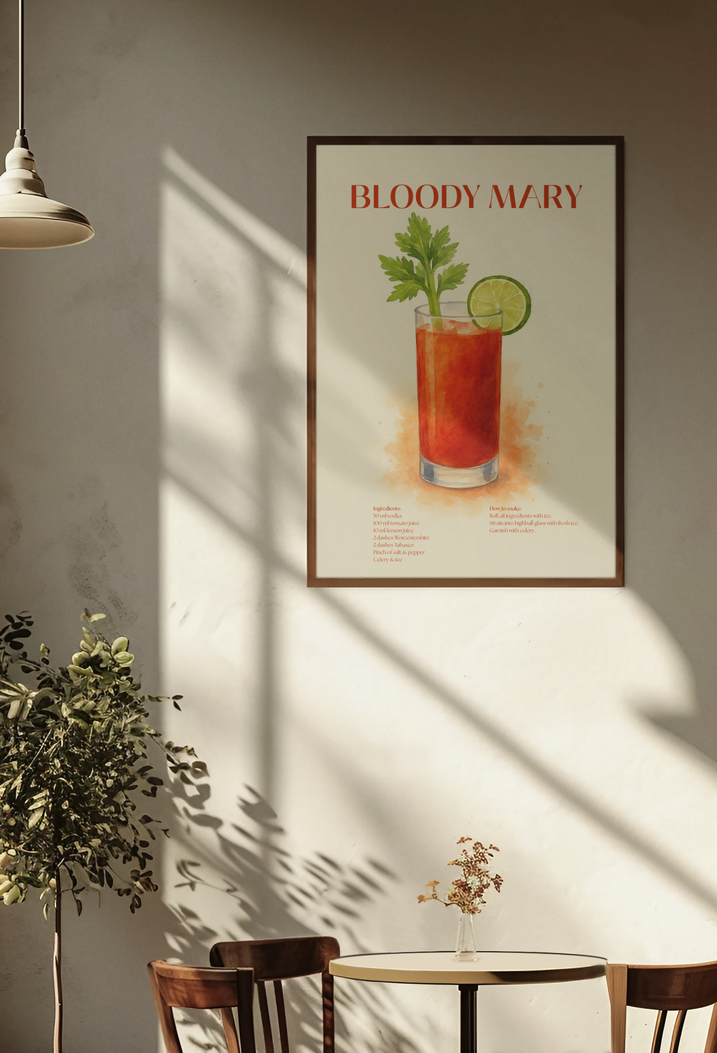 Bloody Mary Cocktail Poster – Akvarellstil
