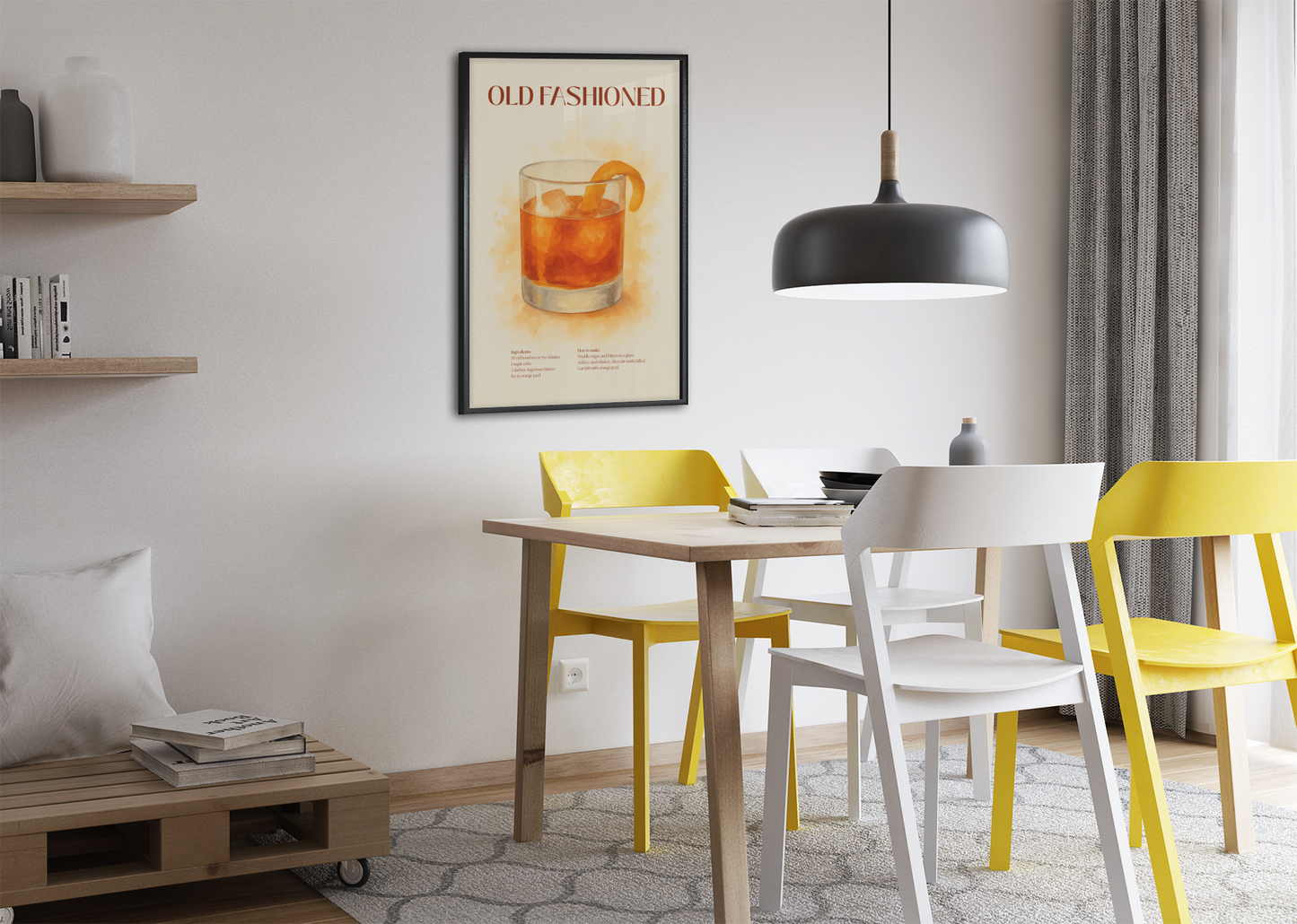 Old Fashioned Cocktail Poster – Akvarellstil