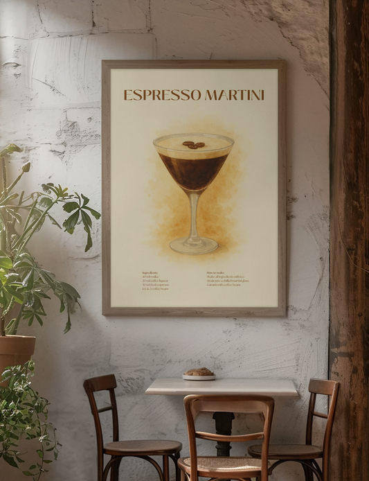 Espresso Martini Cocktail Poster – Akvarellstil