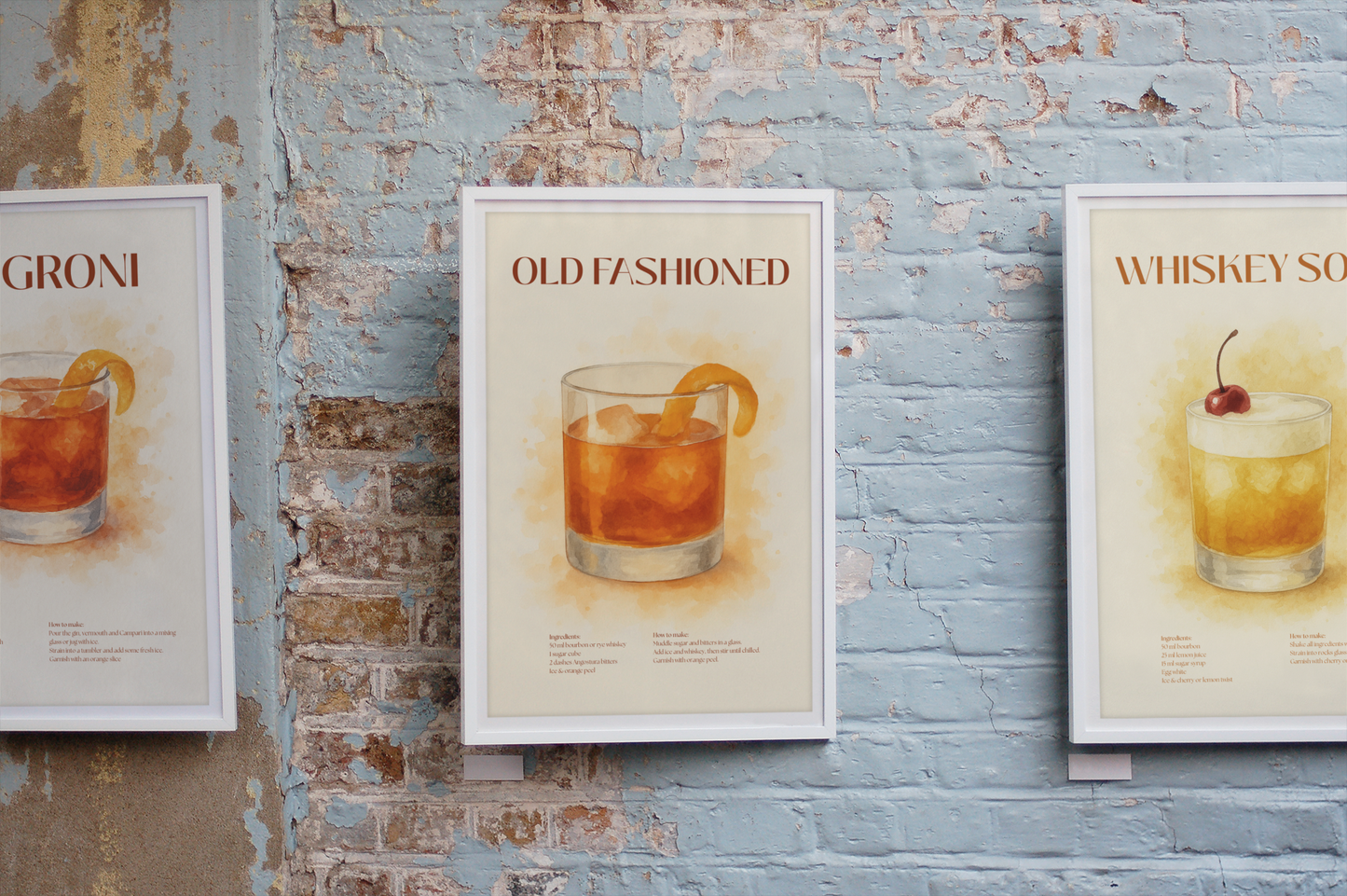 Whiskey Sour Cocktail Poster – Akvarellstil