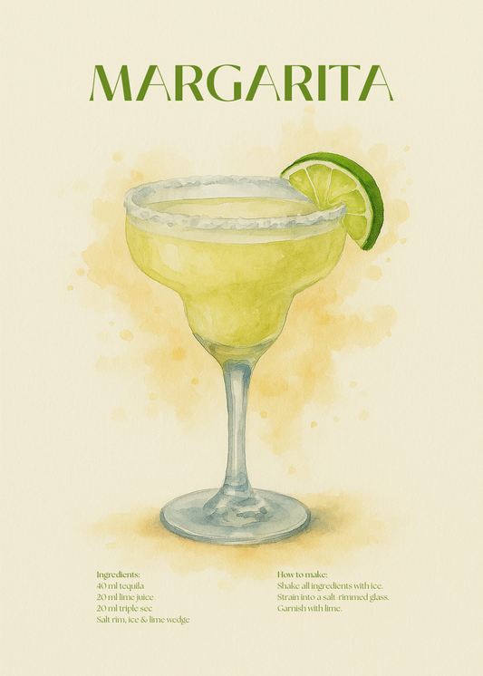 Margarita Cocktail Poster – Akvarellstil