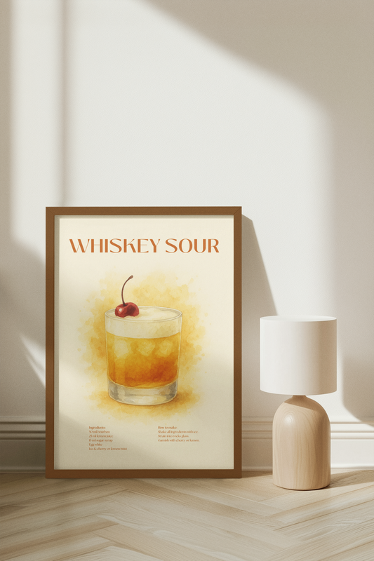 Whiskey Sour Cocktail Poster – Akvarellstil